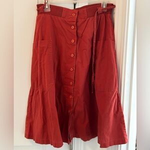 Reddish brown Button-Front Skirt
